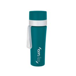   MyLAICA rozsdamentes matt zöldre festett fast disk rendszerű vízszűrő kulacs pánttal- 0,55 literes