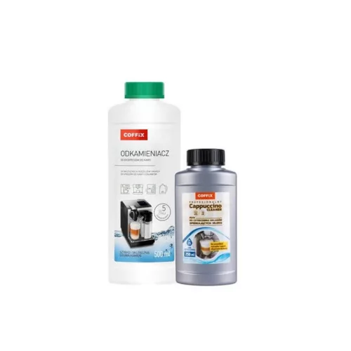 COFFIX kávégép karbantartó készlet - Vízkőoldó-500 ml, Cappuccino Tejrendszer Tisztító-250 ml