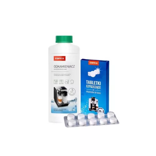 COFFIX kávégép karbantartó készlet - Vízkőoldó-500 ml, Tisztítótabletta-10 db