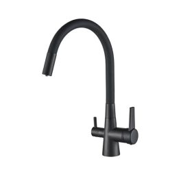   Konyhai csaptelep víztisztítóhoz 3-utas Modern dizájn flexibilis kifolyócsővel - fekete