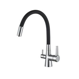   Konyhai csaptelep víztisztítóhoz 3-utas Modern dizájn flexibilis kifolyócsővel - króm, fekete