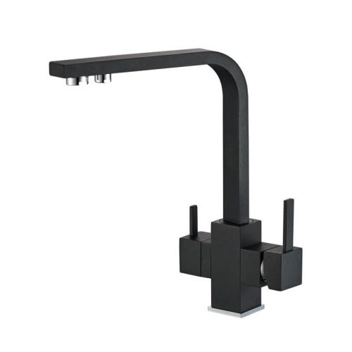 Konyhai csaptelep víztisztítóhoz 3-utas Modern dizájn - szögletes - matt fekete