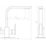 Konyhai csaptelep víztisztítóhoz 3-utas Modern dizájn - szögletes - matt fekete