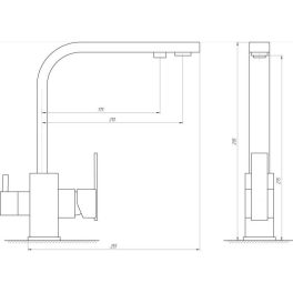   Konyhai csaptelep víztisztítóhoz 3-utas Modern dizájn - szögletes - matt fekete