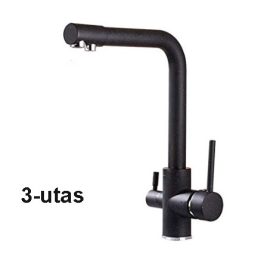   Konyhai csaptelep víztisztítóhoz 3-utas Modern dizájn - hajlított - matt gránit fekete