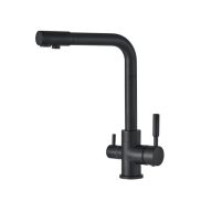   Konyhai csaptelep víztisztítóhoz 3-utas Modern dizájn - hajlított - matt fekete