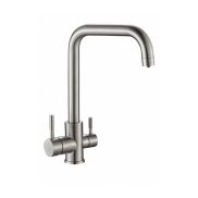   Konyhai csaptelep víztisztítóhoz 3-utas Modern dizájn - hajlított - inox - 1 kifolyóval