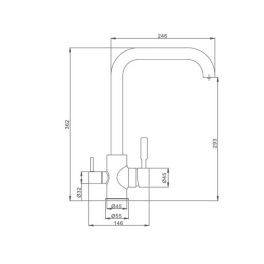   Konyhai csaptelep víztisztítóhoz 3-utas Modern dizájn - hajlított - inox - 1 kifolyóval