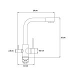 Konyhai csaptelep víztisztítóhoz 3-utas Modern dizájn - hajlított - inox
