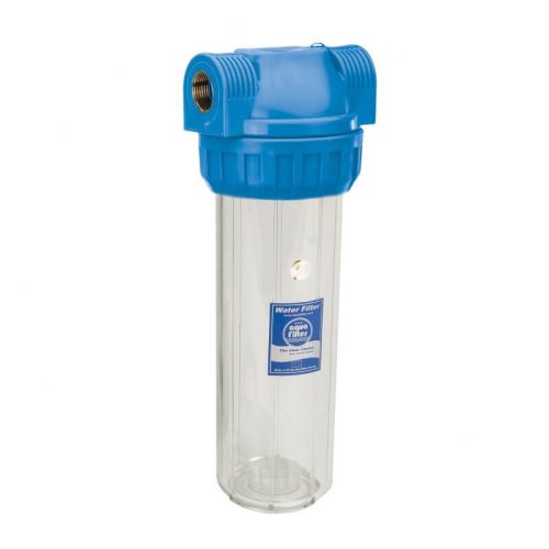 Aquafilter 10"-os 3 részes szűrőház 1/2" réz csatlakozással átlátszó házzal  (FHPR12-3S)