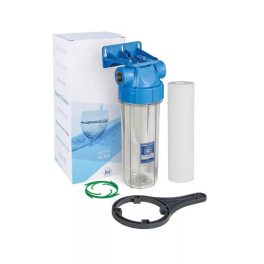   Aquafilter 10"-os Szűrőház szett 1/2" csatlakozással, üledékszűrővel átlátszó házzal