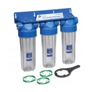  Aquafilter 3 lépcsős 10"-os Szűrőház 1" csatlakozással, átlátszó házzal, dupla "O" gyűrűs - réz menetes