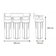   Aquafilter 3 lépcsős 10"-os Szűrőház 1" csatlakozással, átlátszó házzal, dupla "O" gyűrűs - réz menetes