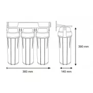   Aquafilter 3 lépcsős 10"-os Szűrőház 1/2" csatlakozással, átlátszó házzal, dupla "O" gyűrűs - réz menetes