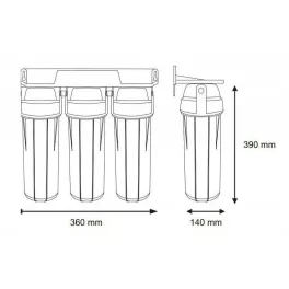   Aquafilter 3 lépcsős 10"-os Szűrőház 1/2" csatlakozással, átlátszó házzal, dupla "O" gyűrűs - réz menetes