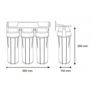   Aquafilter 3 lépcsős 10"-os Szűrőház 3/4" csatlakozással, átlátszó házzal, dupla "O" gyűrűs - réz menetes