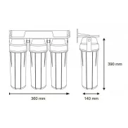   Aquafilter 3 lépcsős 10"-os Szűrőház 3/4" csatlakozással, átlátszó házzal, dupla "O" gyűrűs - réz menetes