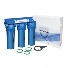   Aquafilter 3 lépcsős 10"-os Szűrőház 1/2" csatlakozással, kék házzal, dupla "O" gyűrűs - réz menetes