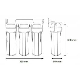   Aquafilter 3 lépcsős 10"-os Szűrőház 1/2" csatlakozással, kék házzal, dupla "O" gyűrűs - réz menetes