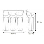 Aquafilter 3 lépcsős 10"-os Szűrőház 3/4" csatlakozással, kék házzal, dupla "O" gyűrűs - réz menetes