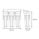 Aquafilter 3 lépcsős 10"-os Szűrőház 3/4" csatlakozással, kék házzal, dupla "O" gyűrűs - réz menetes