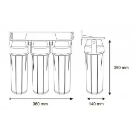   Aquafilter 3 lépcsős 10"-os Szűrőház 3/4" csatlakozással, kék házzal, dupla "O" gyűrűs - réz menetes