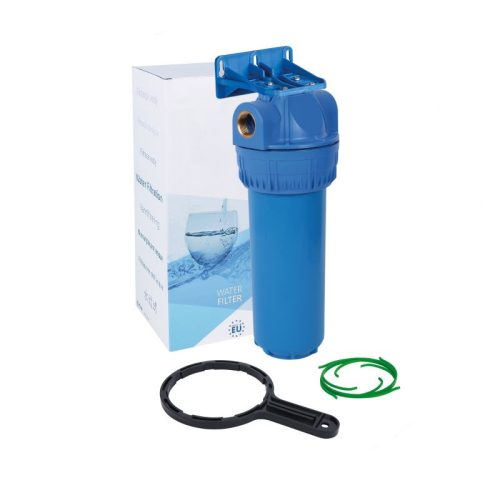  Aquafilter 10"-os 3 részes szűrőház 1/2" csatlakozással kék házzal készletben - új típus