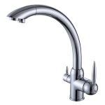 Konyhai csaptelep víztisztítóhoz 3-utas, íves - króm