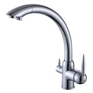 Konyhai csaptelep víztisztítóhoz 3-utas, íves - króm