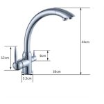 Konyhai csaptelep víztisztítóhoz 3-utas, íves - króm