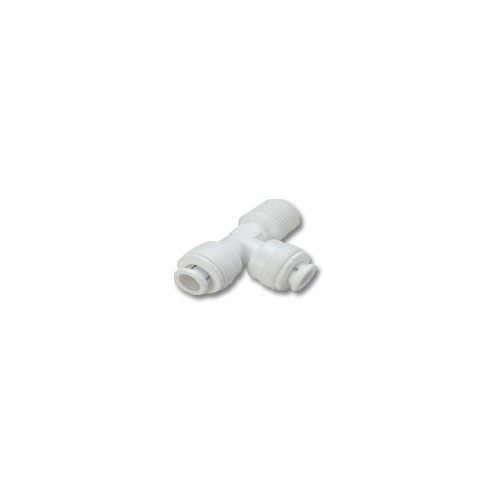 Külsőmenetes "T" elosztó bekötő-idom asszimetrikus 1/4" menet x 1/4" cső x 1/4" cső - Quick