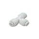 Külsőmenetes "T" elosztó bekötő-idom asszimetrikus 1/4" menet x 1/4" cső x 3/8" cső - Quick