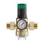 USTM rézfejes előszűrő nyomásmérővel, nyomáscsökkentővel, 40 mikron 1"