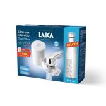 LAICA Genova HYDROSMART rendszerű csapra szerelhető mikroplasztik-stop vízszűrő + LAICA fém palack