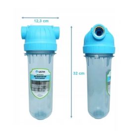   USTM 10"-os Antibakteriális Szűrőház szett 1" csatlakozással, átlátszó házzal, BPA mentes, 8 bar nyomás