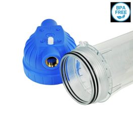   USTM 10"-os Szűrőház 1" csatlakozással, átlátszó házzal, BPA mentes, 8 bar nyomásig (FHPR1-B-AQ)