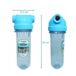   USTM 10"-os Antibakteriális Szűrőház szett 3/4" csatlakozással, átlátszó házzal, BPA mentes, 8 bar nyomás